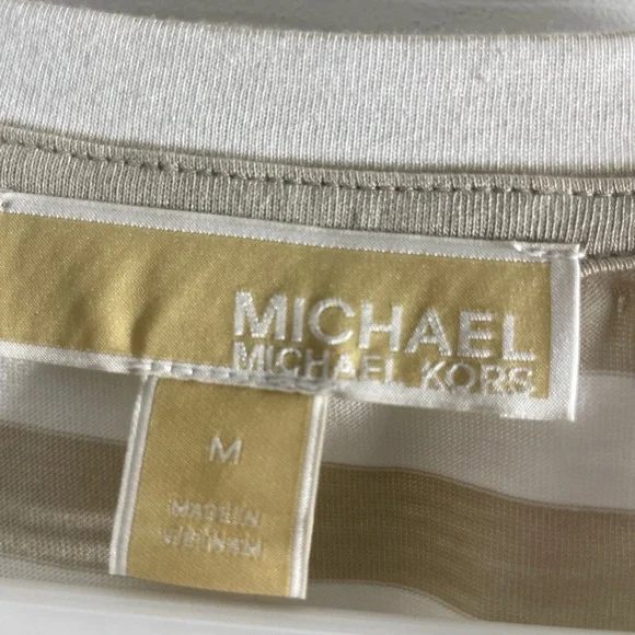 Michael Kors Striped Sleeveless Top‎ | Size Medium | Neutral Chic - Picture 4 of 5